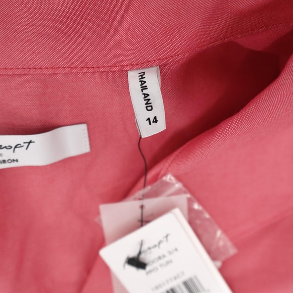 Foxcroft Shirt Womens 14 Red Pandora 3/4 Sleeve Button Front Designer - Picture 8 of 12